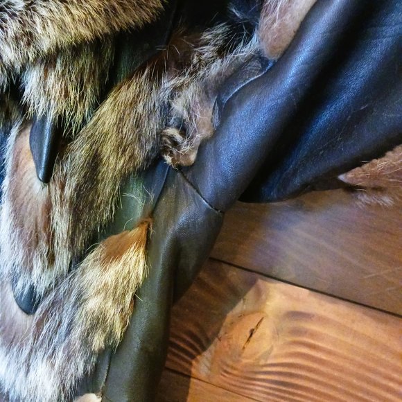 VINTAGE 1960s fur & leather lined coat & matching hat SZ S - M - Picture 14 of 15